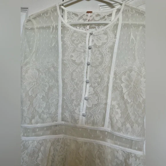 Free People White Lace Long Sleeve Top - Picture 4 of 8